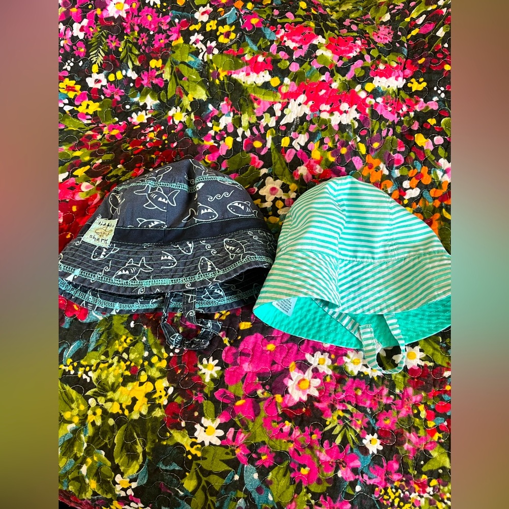 Set of 2 Baby Sun Bucket Hats - Blue and Turquoise